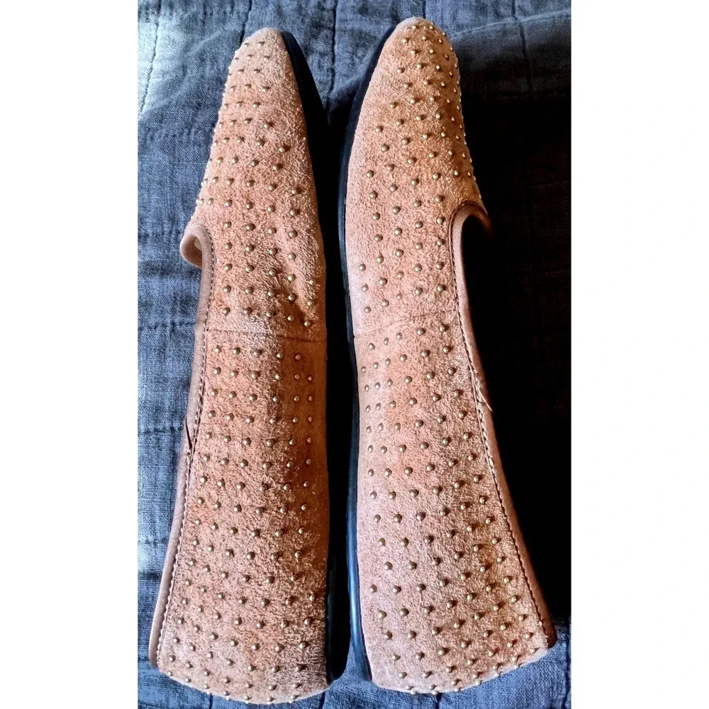 UGG Australia Alloway Studded Suede Flats Chestnut Tan‎ Loafers 1004401